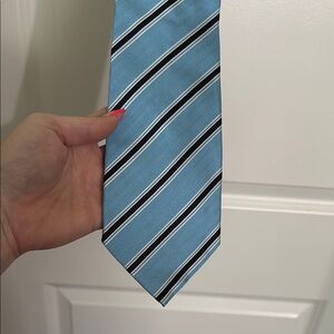 Banana Republic Blue and Black Striped Silk Tie